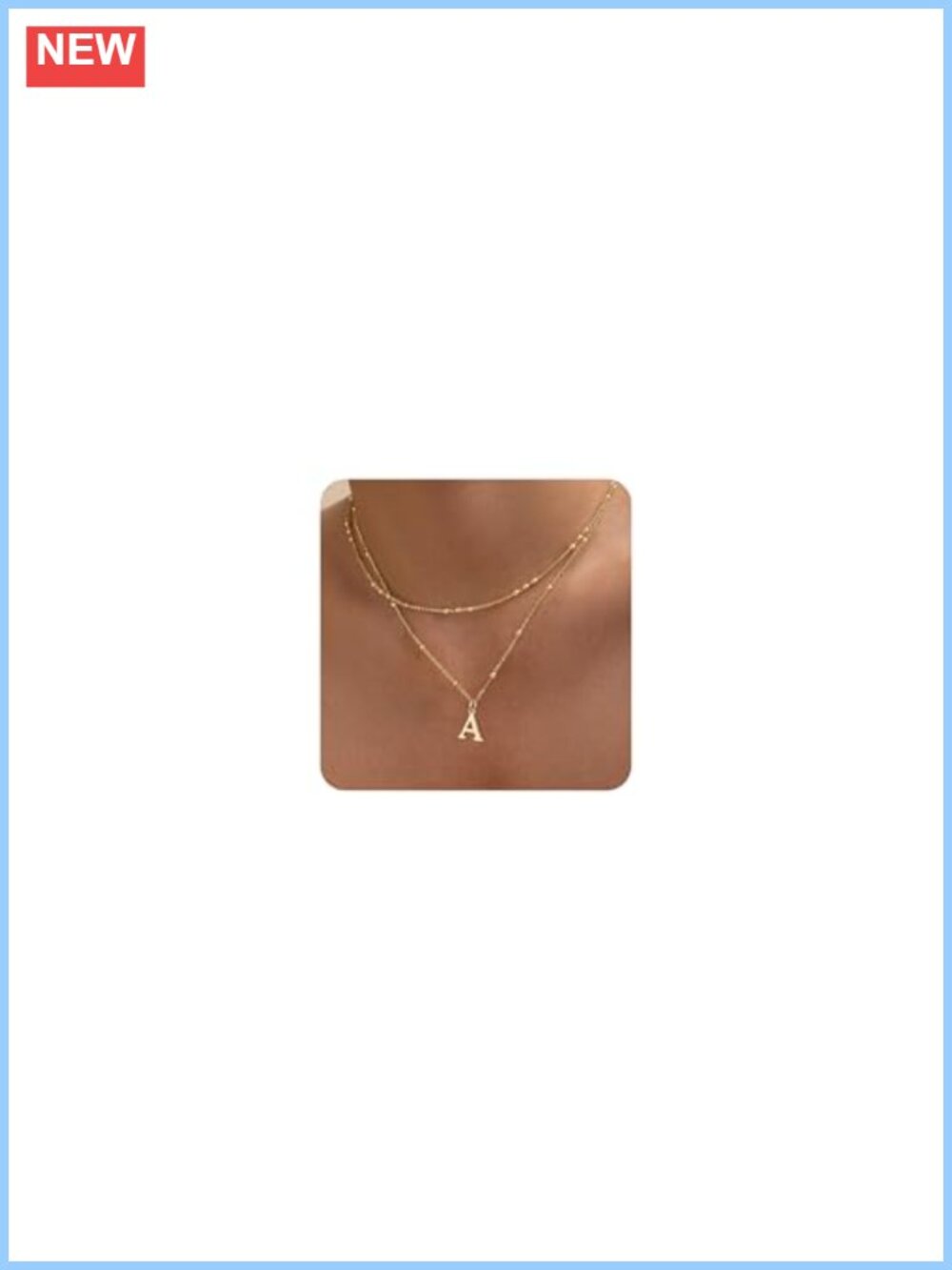 Initial Necklace for Women, 14K Gold Plated Layered A-Z Pendant Choker